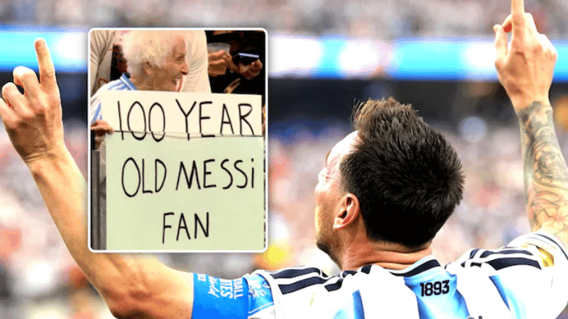 100-year-old Messi fan goes viral for 'marry me' sign