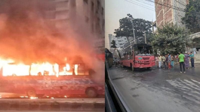 Two Victor Paribahan buses catch fire in Dhaka