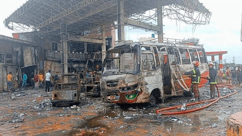 Explosion at CNG station in Habiganj: 11 vehicles burnt, 6 injured