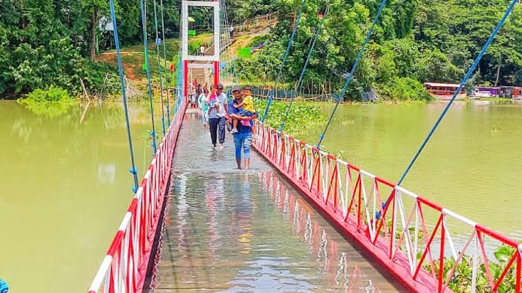Hanging bridge in Rangamati goes underwater, tourist entry shut