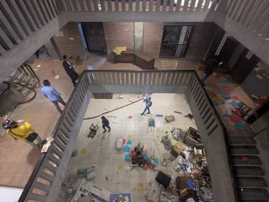 Chhayanaut Bhaban vandalised in Dhanmondi