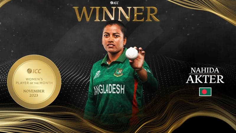Nahida creates history to win ICC Player of the Month award