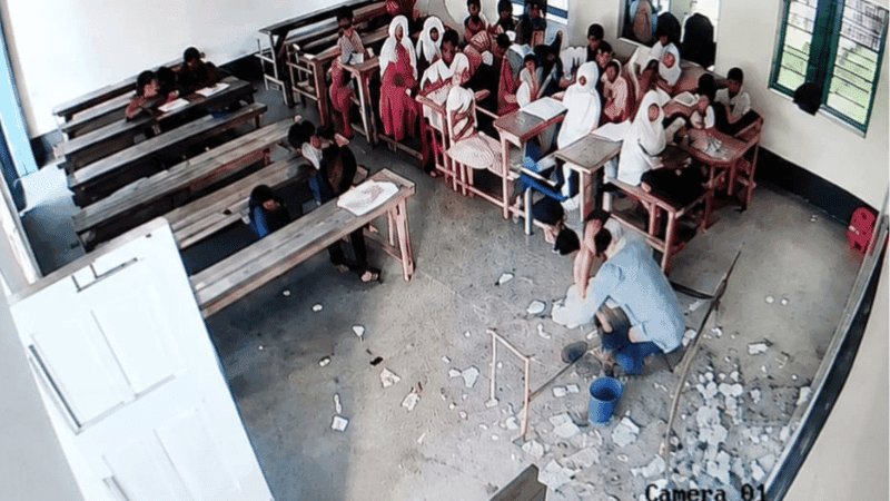 Teacher injured as ceiling plaster collapses during class