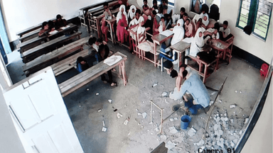 Teacher injured as ceiling plaster collapses during class