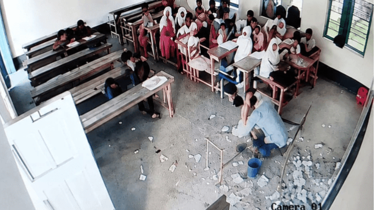 Teacher injured as ceiling plaster collapses during class