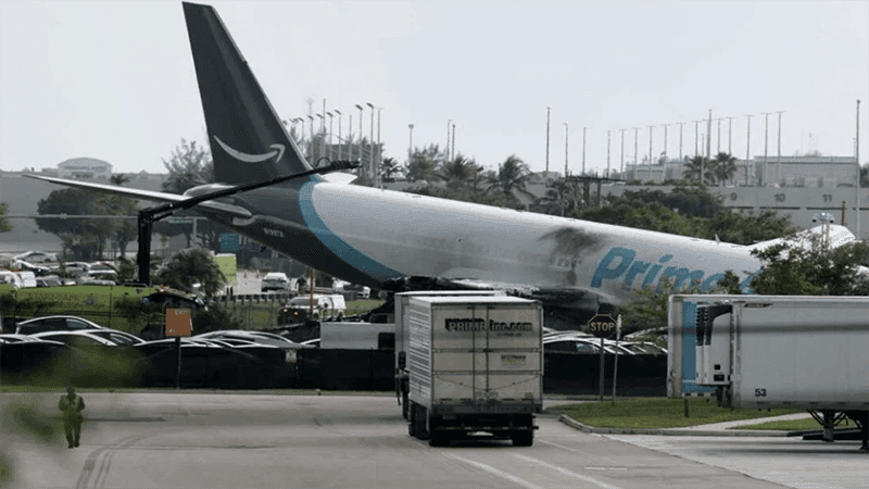 Five killed as Amazon cargo plane overruns runway at Miami airport