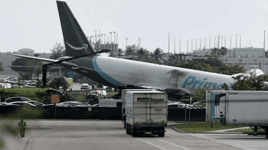 Five killed as Amazon cargo plane overruns runway at Miami airport