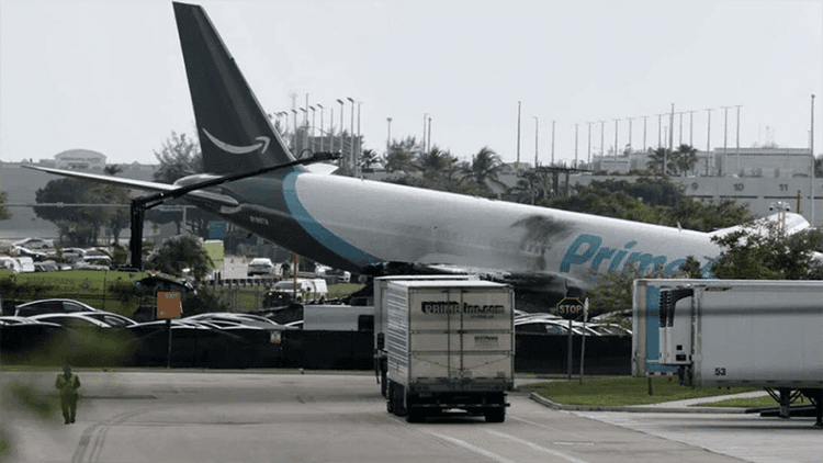 Five killed as Amazon cargo plane overruns runway at Miami airport