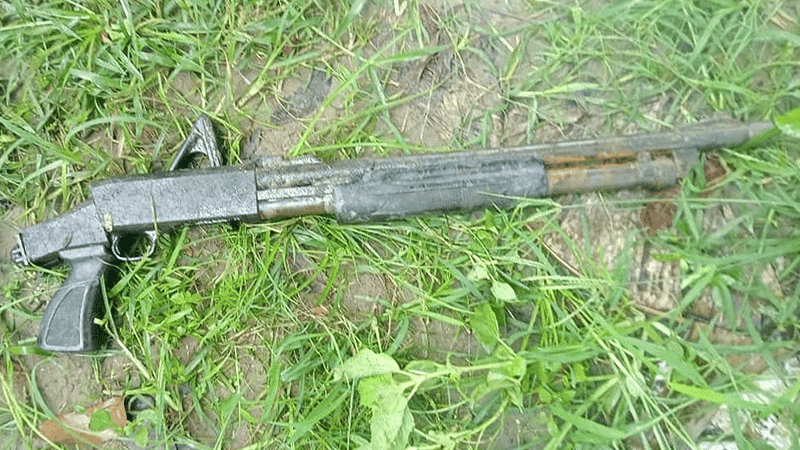 Looted police shotgun recovered from pond by fishermen