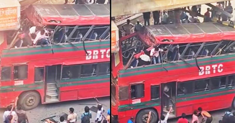 BRTC bus crashes into expressway pillar in capital's Farmgate