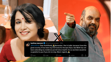 Exiled writer Taslima Nasrin appeals to Amit Shah to extend stay in India