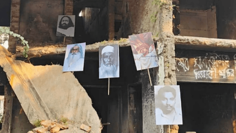 Photos of Maulana Bhasani, Osman Hadi and others displayed at Dhanmondi 32
