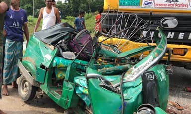 Four killed, two injured in tanker-CNG collision in Sylhet