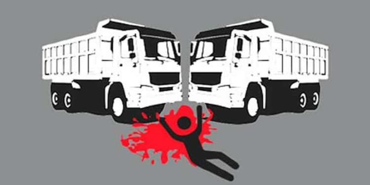 Driver killed in head-on collision between trucks in Madaripur