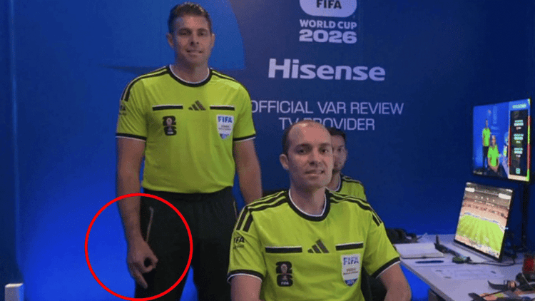 Controversial gesture by referee in VAR room
