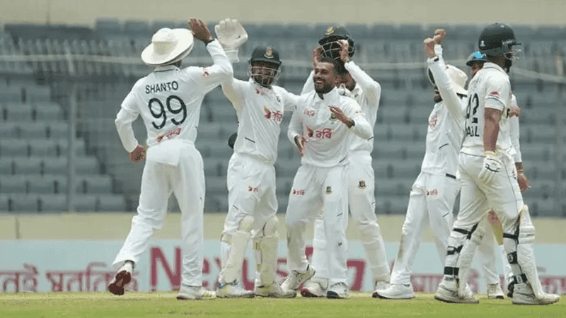 Pakistan all out in Miraj's fiver, Bangladesh in lead