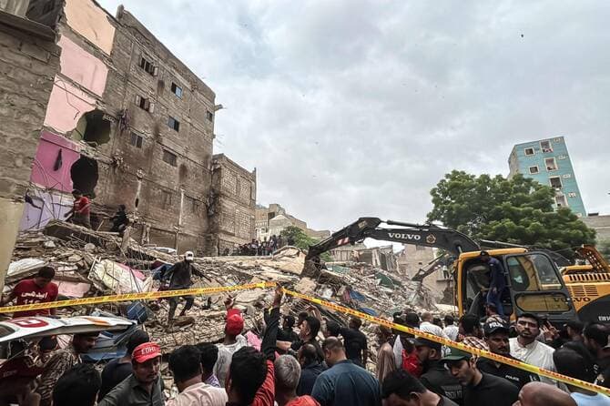 14 killed as five-story building collapses in Karachi, many feared trapped