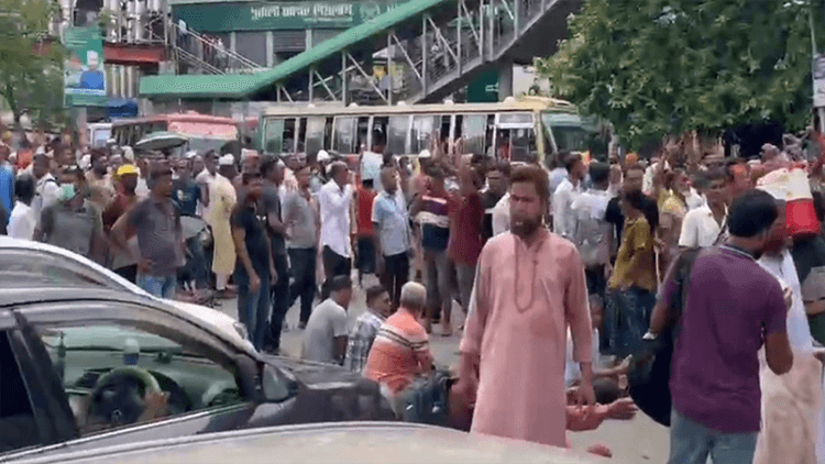 Dismissed BDR members block Shahbagh intersection