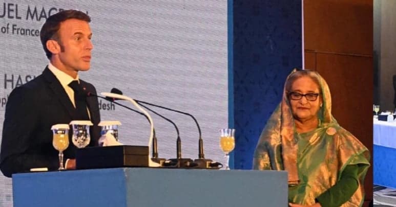 Macron renders line from Bangladesh’s National Anthem