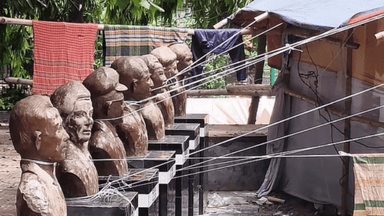 Stalls with necks tied to statues of 7 Birsreshthas in Tangail