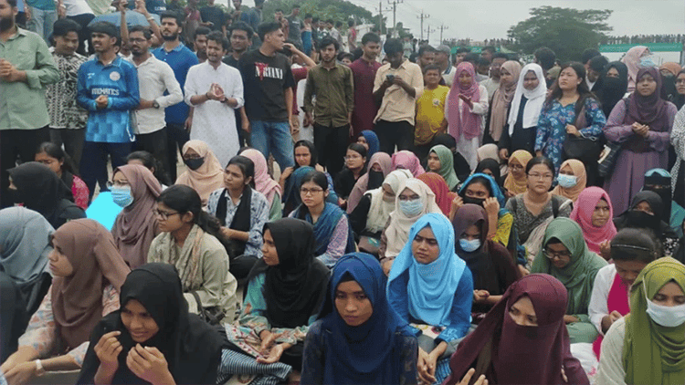 Comilla University students block Dhaka-Chattogram Highway seeking justice for Oprotim