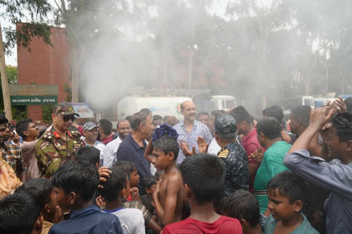 Mayor Atiq enjoys shower in DNCC's artificial rain