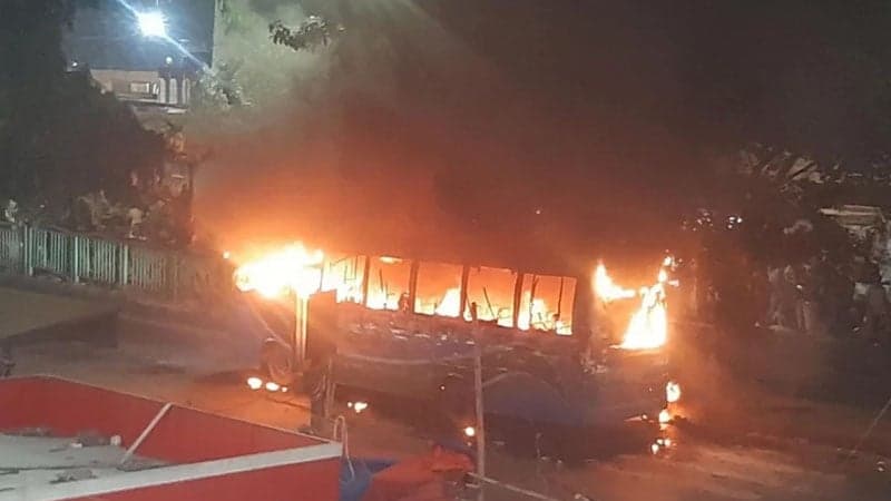 Three buses set on fire in capital ahead of blockade