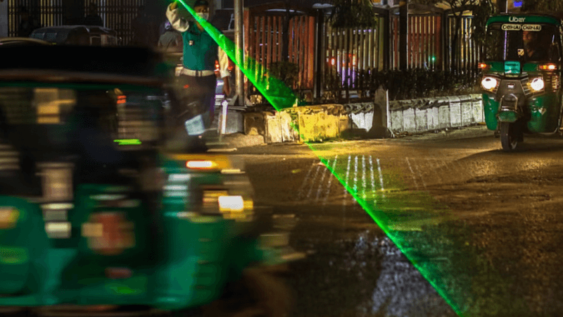 Banned laser lights in Dhaka's traffic control