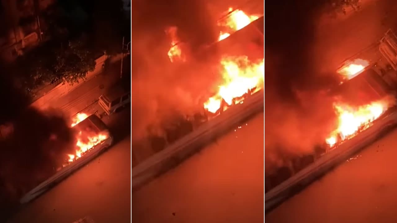 Bus set on fire again in capital