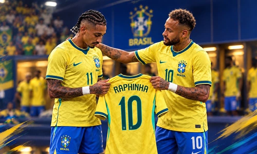 Raphinha gets Brazil's iconic No 10 jersey after Neymar