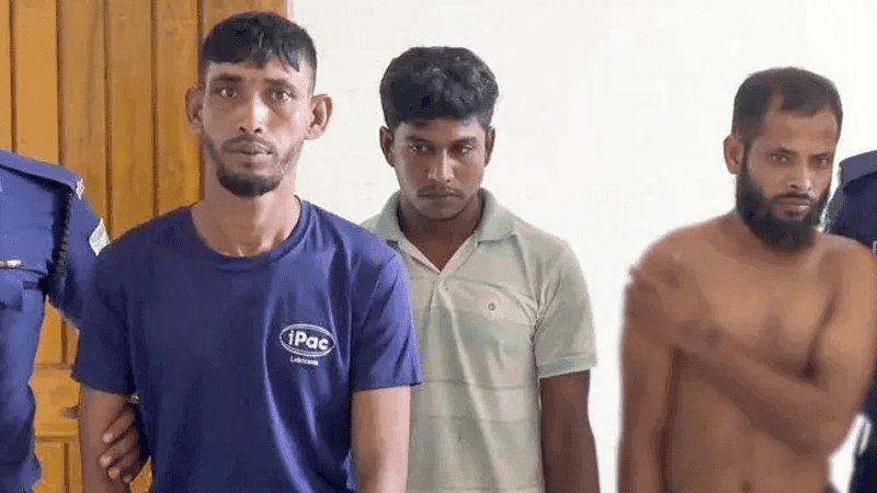 Three held for reportedly raping woman after tying up husband in Shariatpur