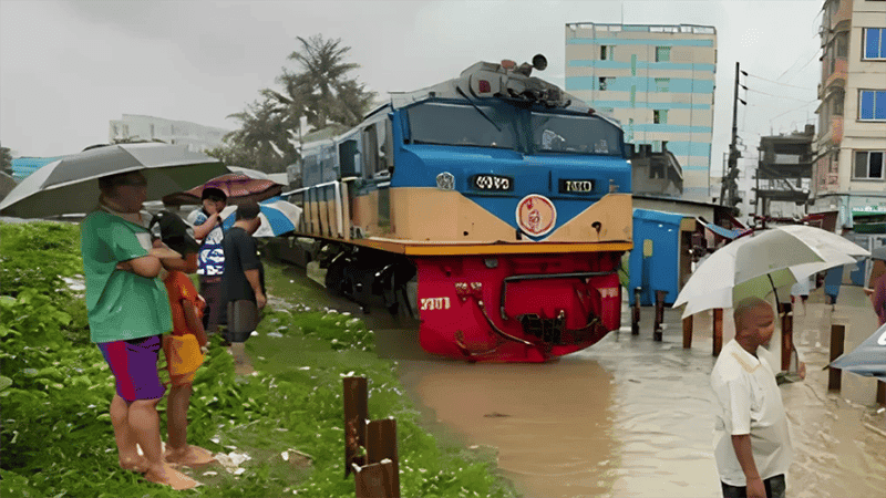 Dhaka-Cox's Bazar rail link suspended as floodwaters swamp tracks