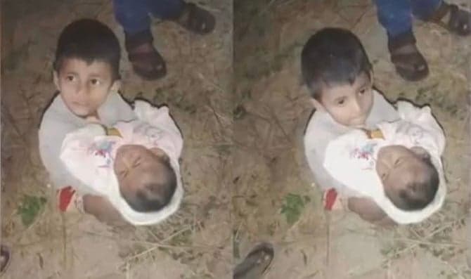 'Aunt' leaves two children on street amid cold snap