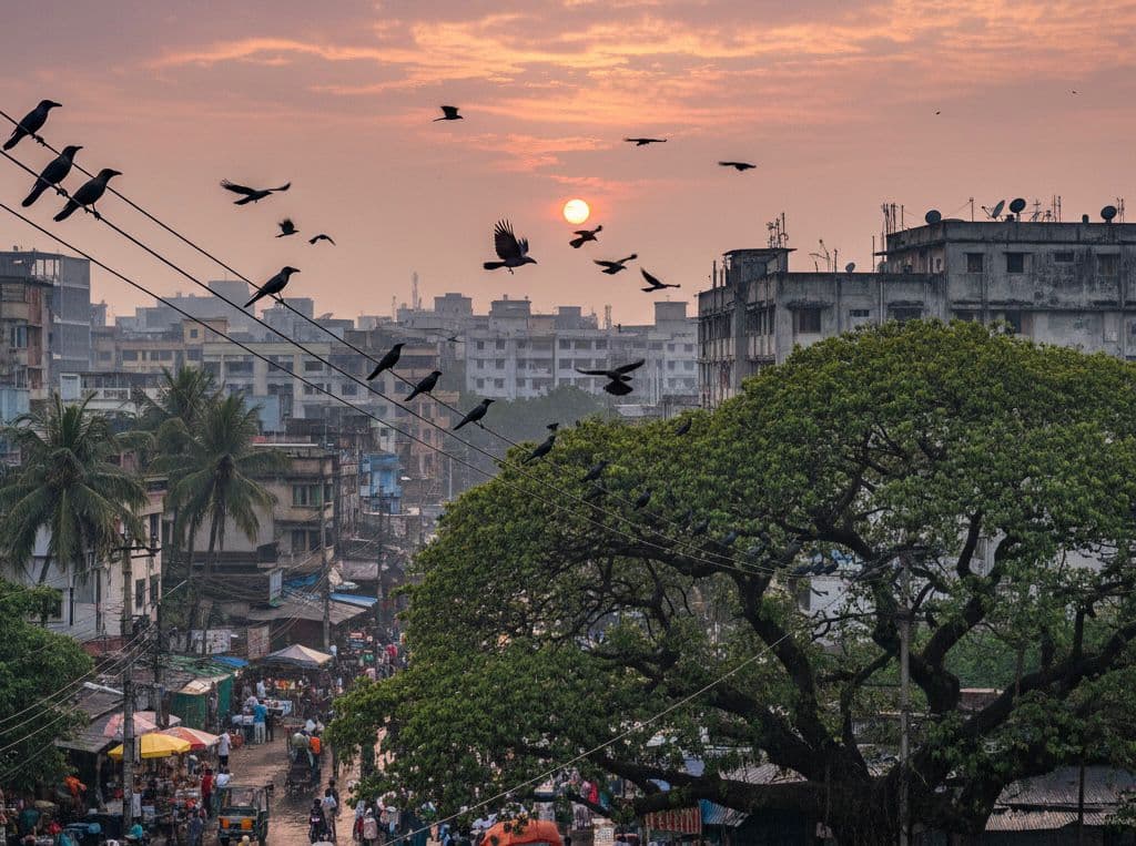 Decreased population of crows signaling warning from nature