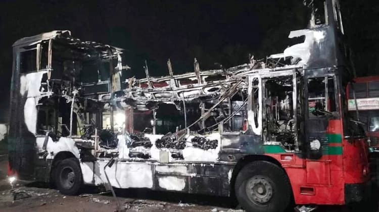 Two BRTC buses torched in Noakhali